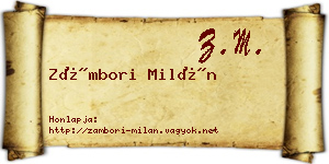 Zámbori Milán névjegykártya